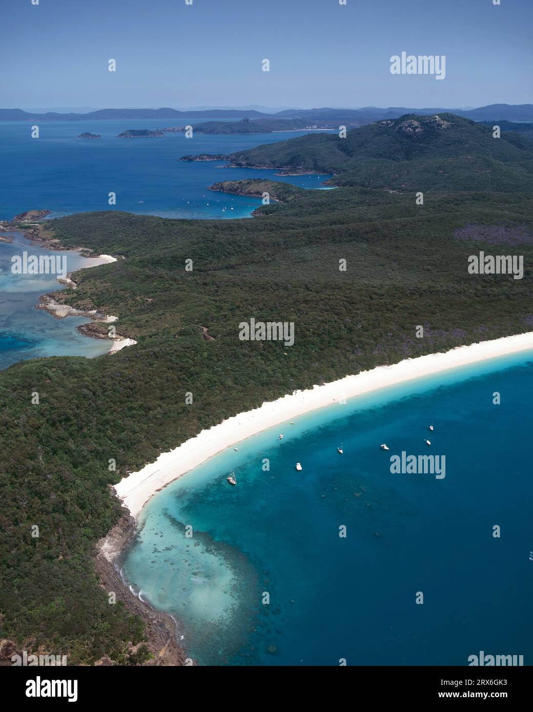 Australien. Queensland. Whitsunday Island. Whitehaven Beach. Luftaufnahme. Stockfoto