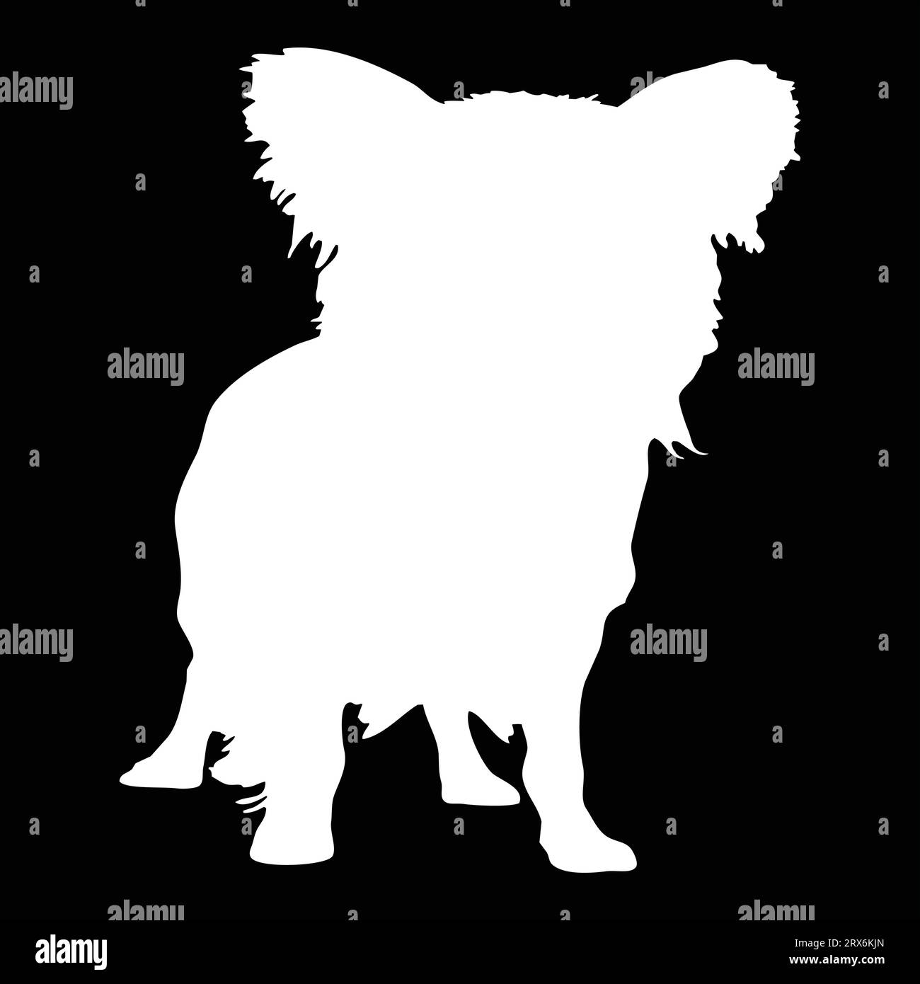 Hundeform Vektorillustration. Weiße Hundesilhouette auf schwarzem Hintergrund. Vorlage für Hundemaske Stock Vektor