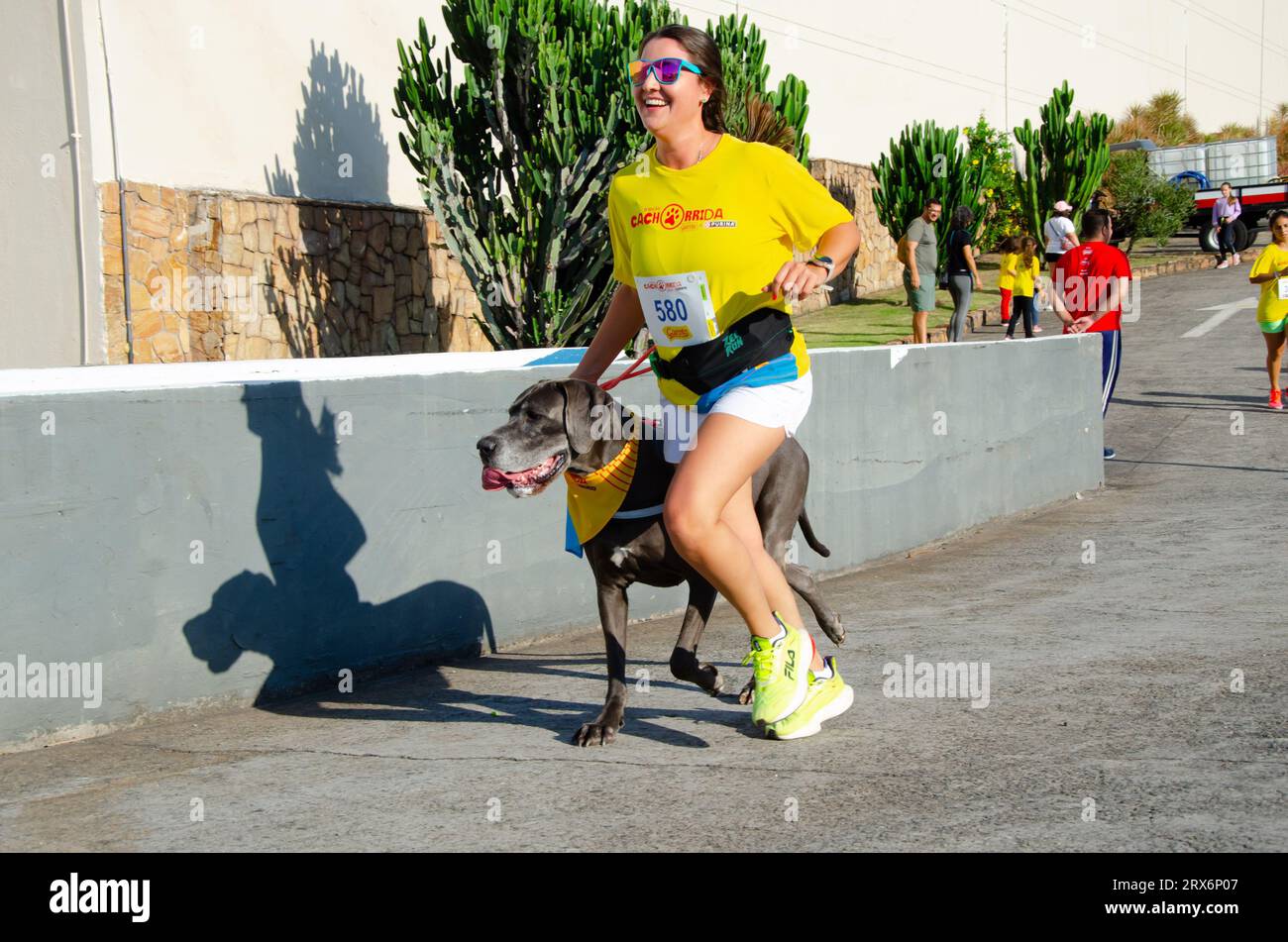 VIT'RIA, es - 23.09.2023: 2 CACHORRIDA GAROTO - Haustiere und Eigentümer nahmen an diesem Samstag, dem 23. September, an der 2. Cachorrida Garoto Teil, die in der Hauptstadt Vitória in Espírito Santo stattfand. (Foto: Vinicius Moraes/Fotoarena) Stockfoto