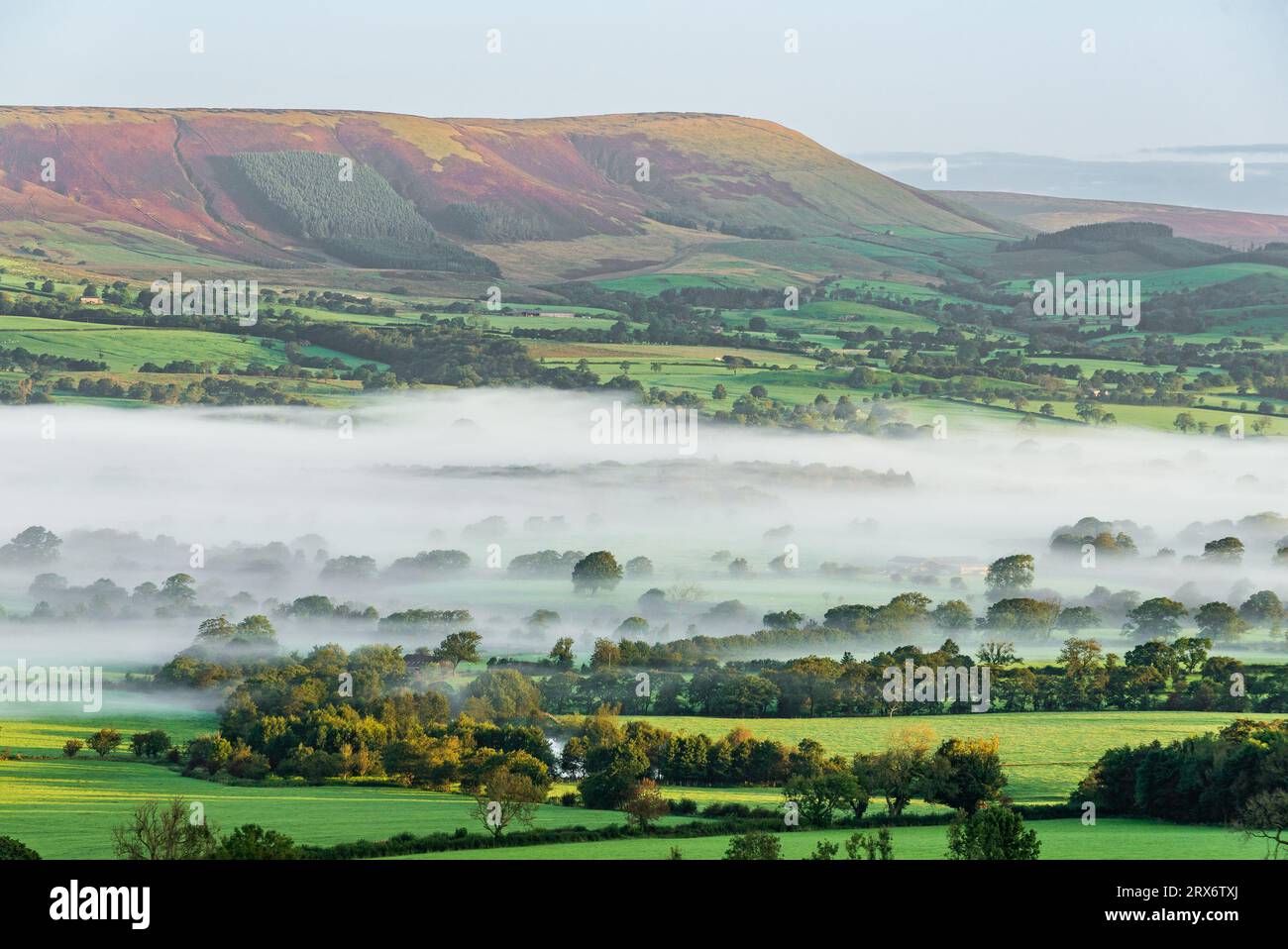 Preston, Lancashire, Vereinigtes Königreich. September 2023. A Misty Morning in the Forest of Bowland, Preston, Lancashire, UK Credit: John Eveson/Alamy Live News Stockfoto