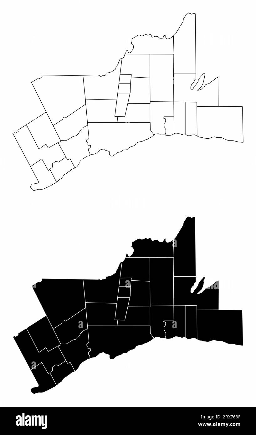 Die schwarz-weißen Greater Toronto Verwaltungskarten, Kanada Stock Vektor