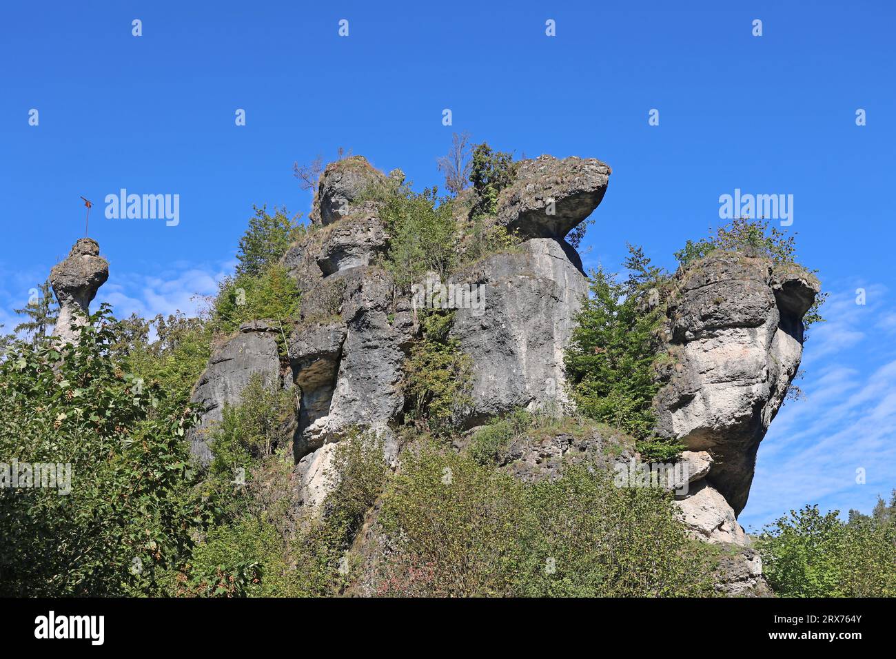 Felsen in der Fränkischen Schweiz Bayern Deutschland Stockfoto