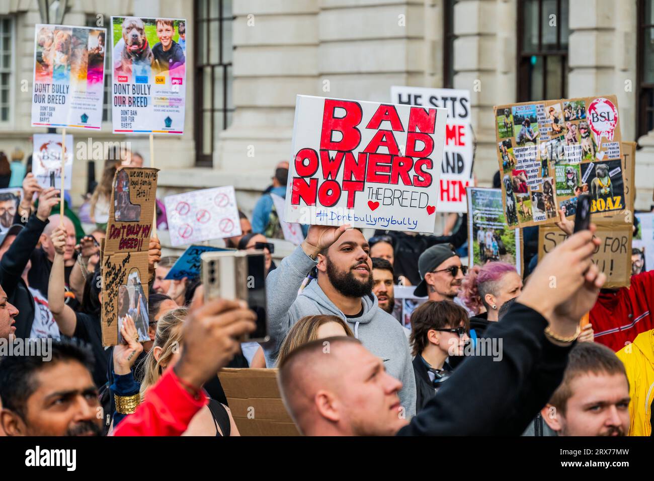 London, Großbritannien. September 2023. Wir protestierten gegen Rishi Sunaks Ankündigung, dass die Regierung XL-Rüden nach einer Reihe von Angriffen der Rasse verbieten wird. Guy Bell/Alamy Live News Stockfoto