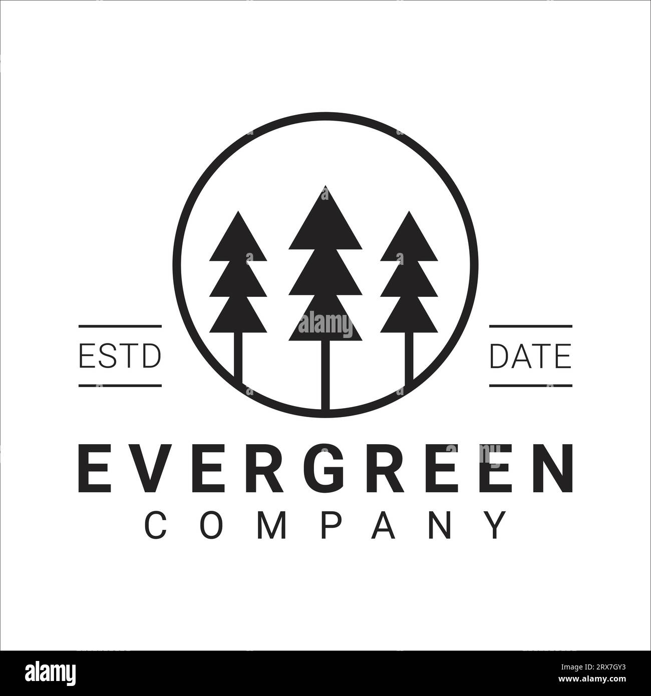Evergreen Logo Design Outdoor Logotype Minimal Tree Icon Adventure Badge Stock Vektor
