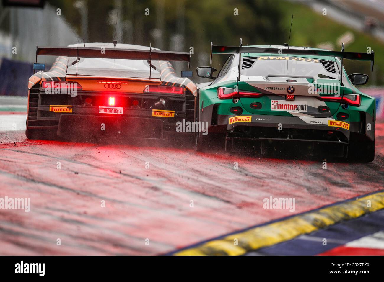 DTM Spielberg 2023, #83 Audi R8 LMS GT3 evo2, Tresor Attempto Racing: Patric Niederhauser, #11 BMW M4 GT3, Projekt 1: Marco Wittmann Stockfoto