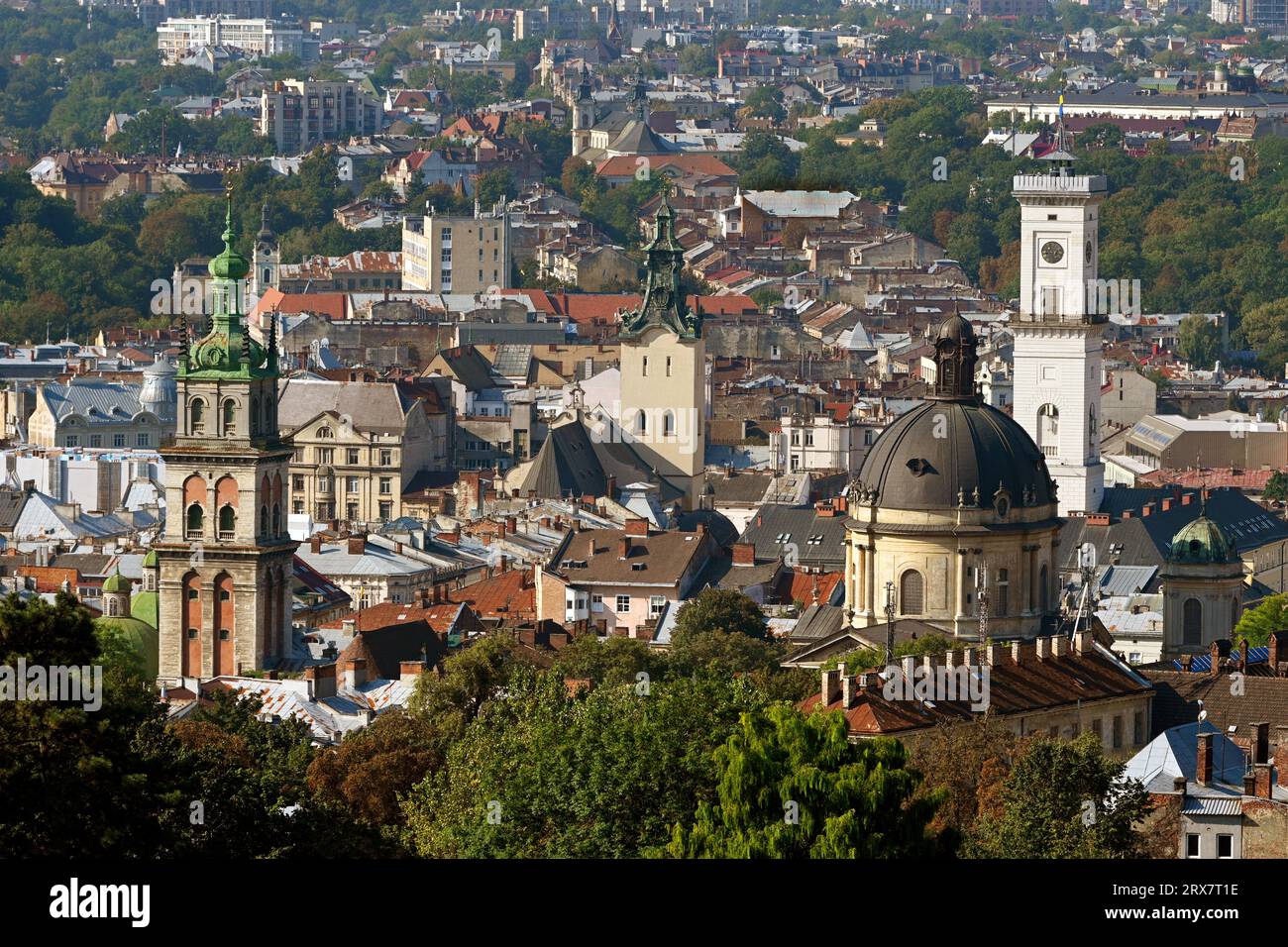 Lviv Panorama. Zentrum der Stadt Lemberg, Ukraine. Stockfoto