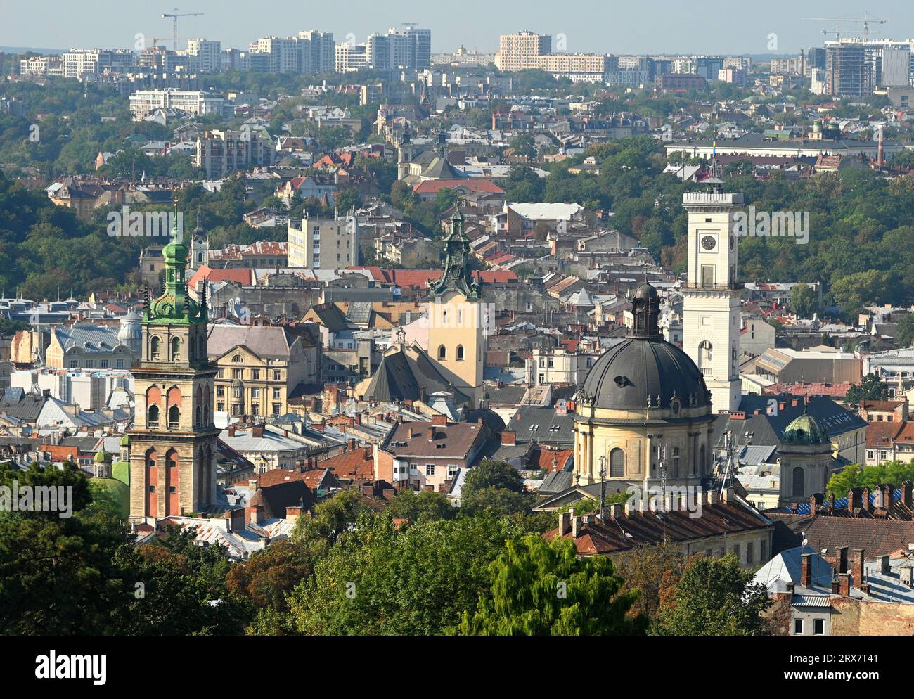 Lviv Panorama. Zentrum der Stadt Lemberg, Ukraine. Stockfoto