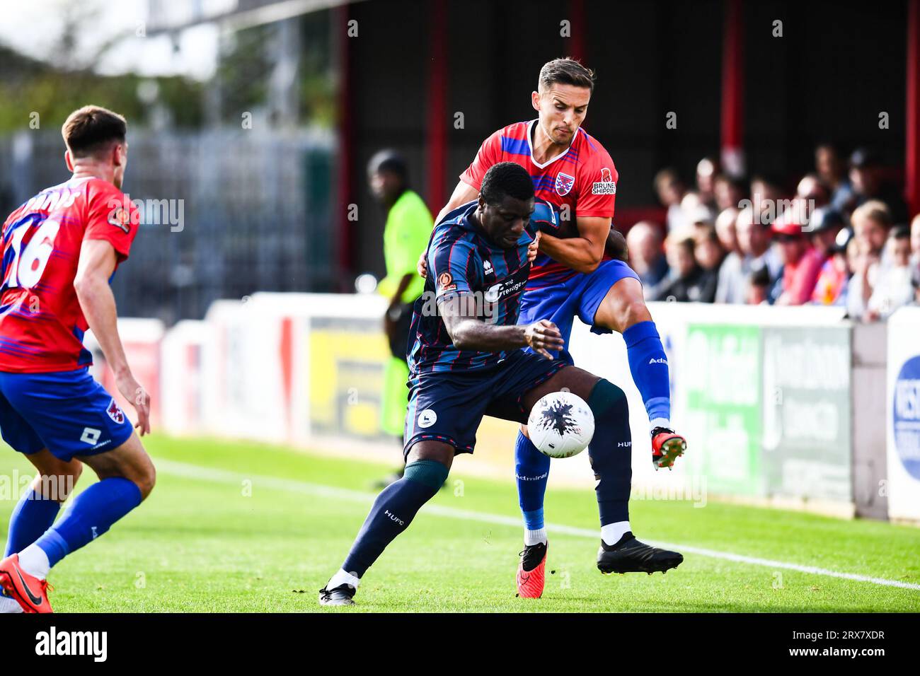 Während des Spiels der Vanarama National League zwischen Dagenham und Redbridge und Hartlepool United im London Borough of Barking und Dagenham Stadium, London am Samstag, den 23. September 2023. (Foto: Kevin Hodgson | MI News) Credit: MI News & Sport /Alamy Live News Stockfoto