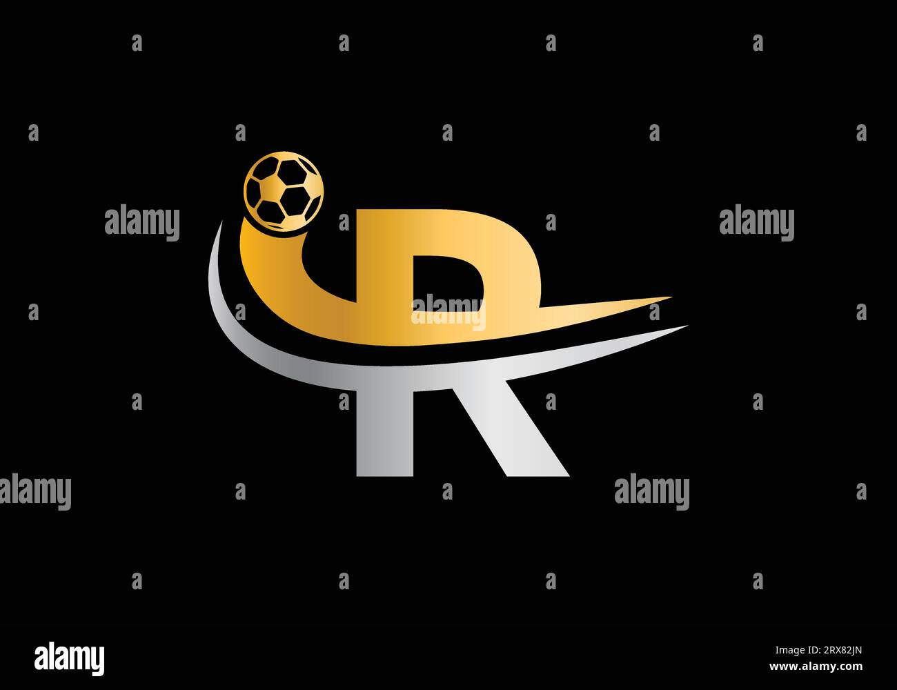 RLetter mit Football Sports Logo-Vorlage. Für Football Club Symbol Vector Template Stock Vektor