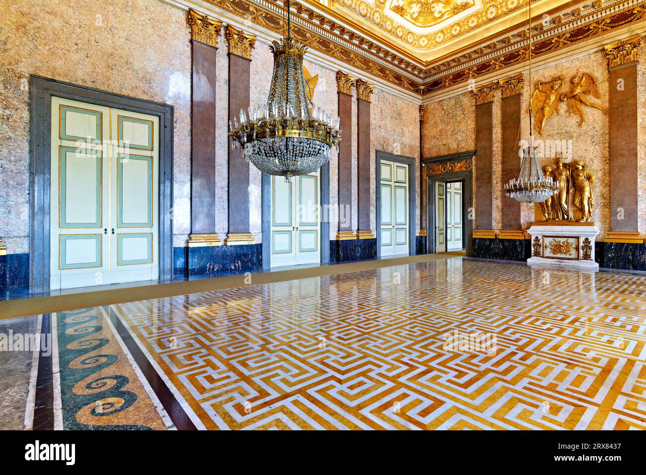 Caserta Campania Italien. Der Königspalast. Der Saal von Astrea Stockfoto