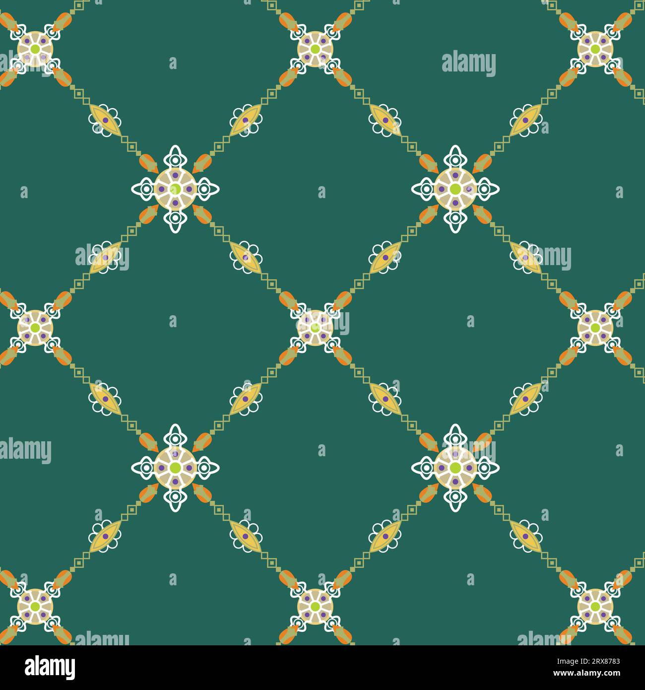 Ein grüner Hintergrund mit einem Muster aus kleinen Blumen Stock Vektor