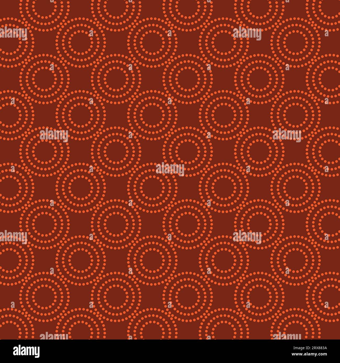Ein orangefarbener Hintergrund mit nahtlosen Kreisen und Punkten Stock Vektor