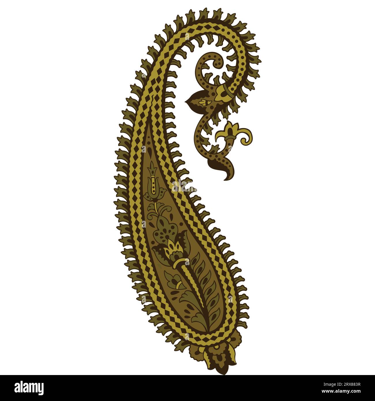 Eine wunderschöne, komplizierte Zeichnung mit Paisley-Muster auf einem sauberen weißen Hintergrund Stock Vektor