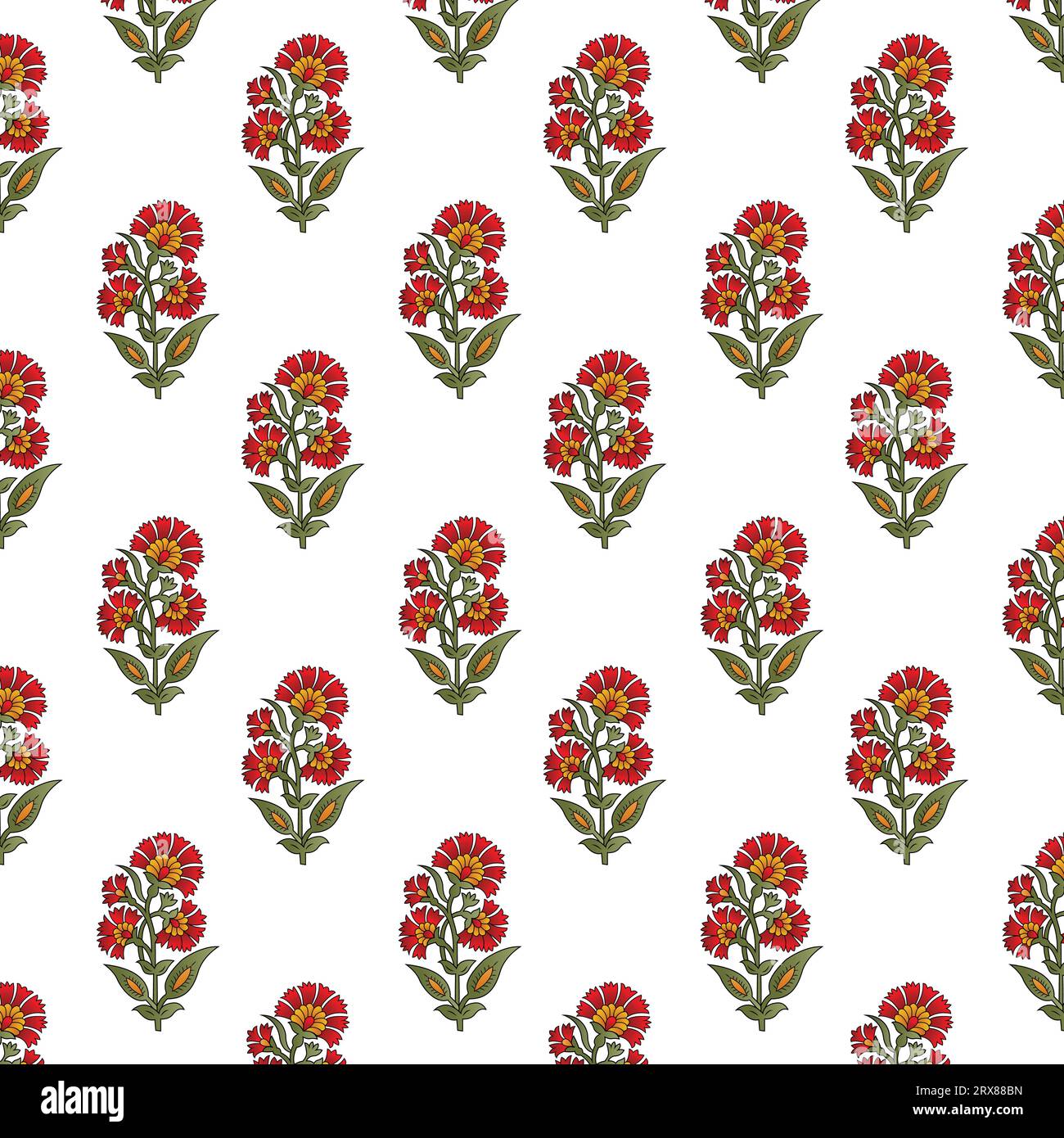 Ein Muster roter Blumen auf weißem Hintergrund Stock Vektor