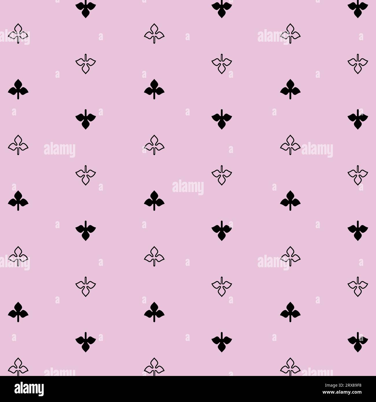 Ein rosafarbener Hintergrund mit schwarzem Fleuron-Muster Stock Vektor