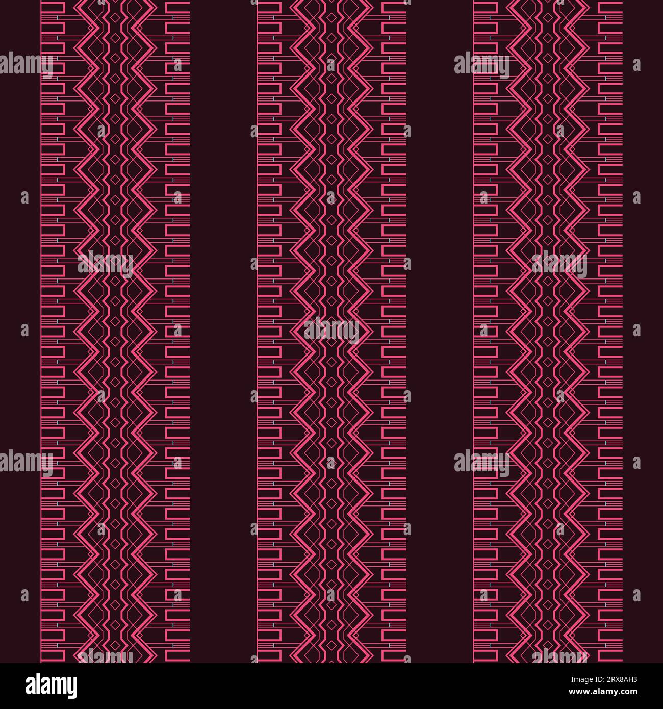 Ein leuchtend rot-schwarzer, nahtlos gestreifter Rand Stock Vektor