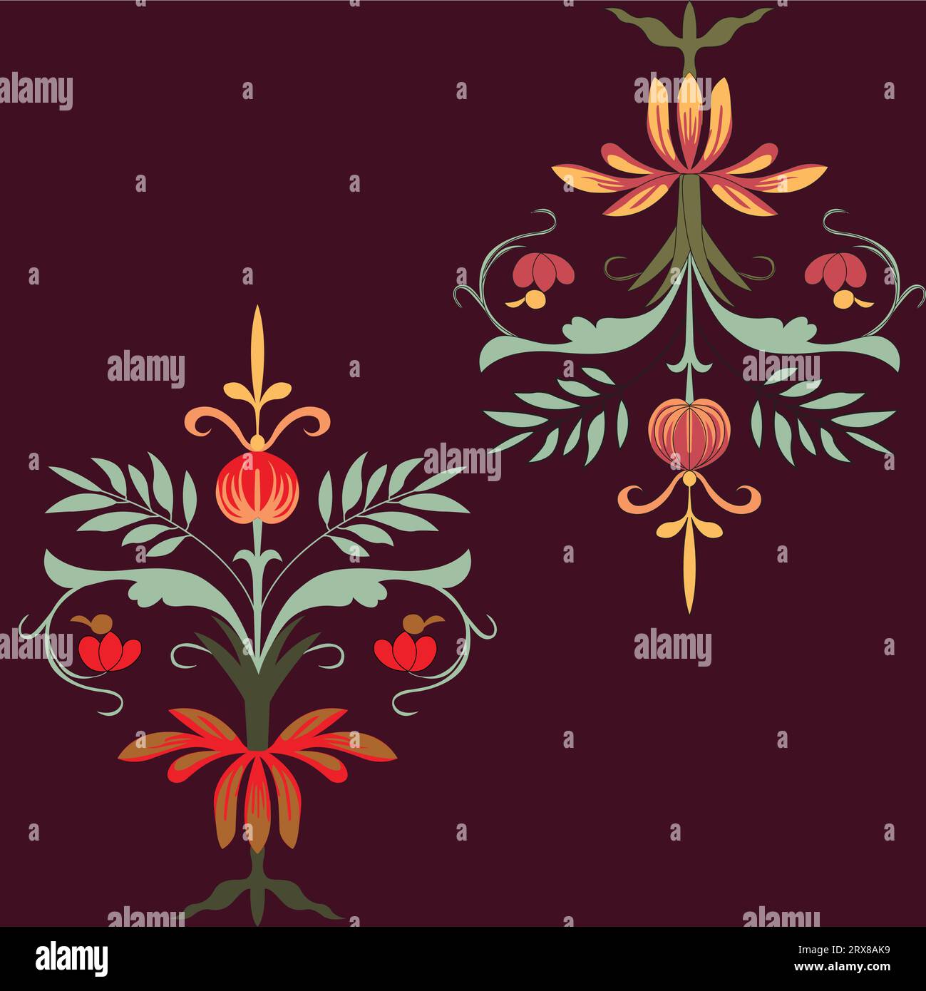 Lebendige Blumenmuster auf einem dramatisch dunklen Hintergrund Stock Vektor