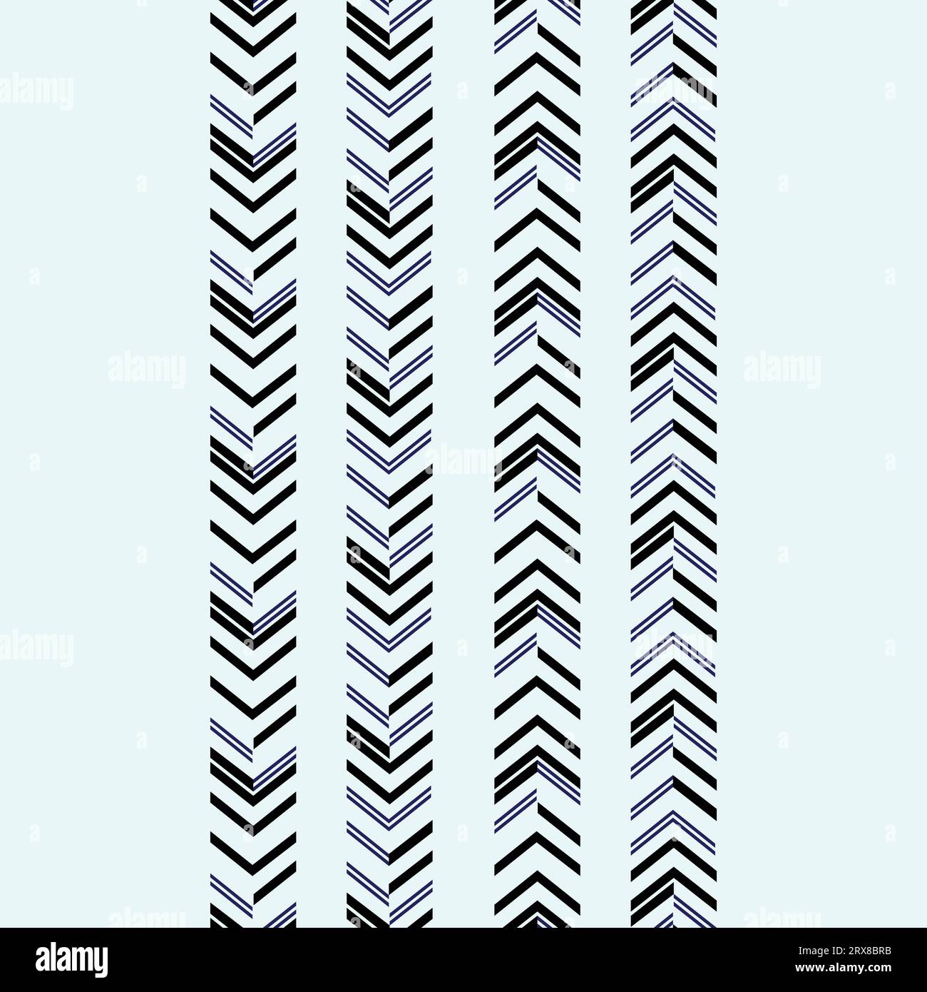 Ein schwarz-weißes Chevron-Muster auf hellblauem Hintergrund Stock Vektor
