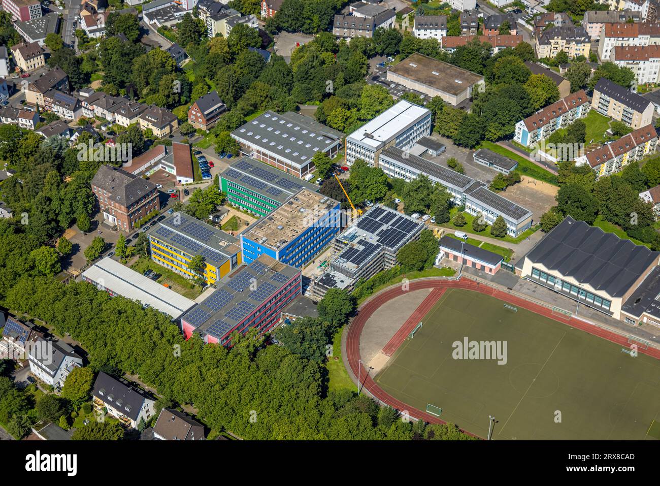 Luftaufnahme, Schulzentrum Husemannstraße, Berufsschule, Otto-Schott-Realschule, Witten, Ruhrgebiet, Nordrhein-Westfalen, Deutschland, Beruf Stockfoto