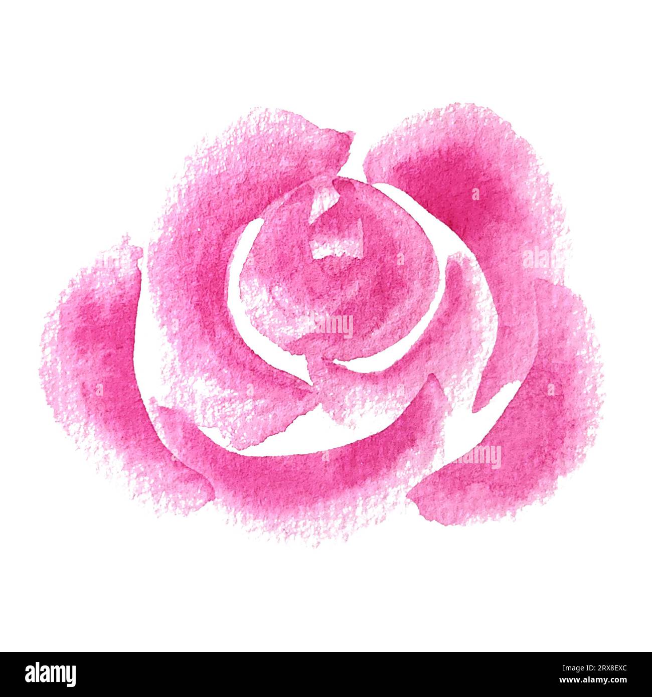 Aquarellrosen Blumen handgezeichnet in abstraktem Stil für die Verwendung in Logo-, Hochzeits-, Feiertags- und Geburtstagsdesigns. Rosa Daisy isolierte Elemettdekoration Stockfoto