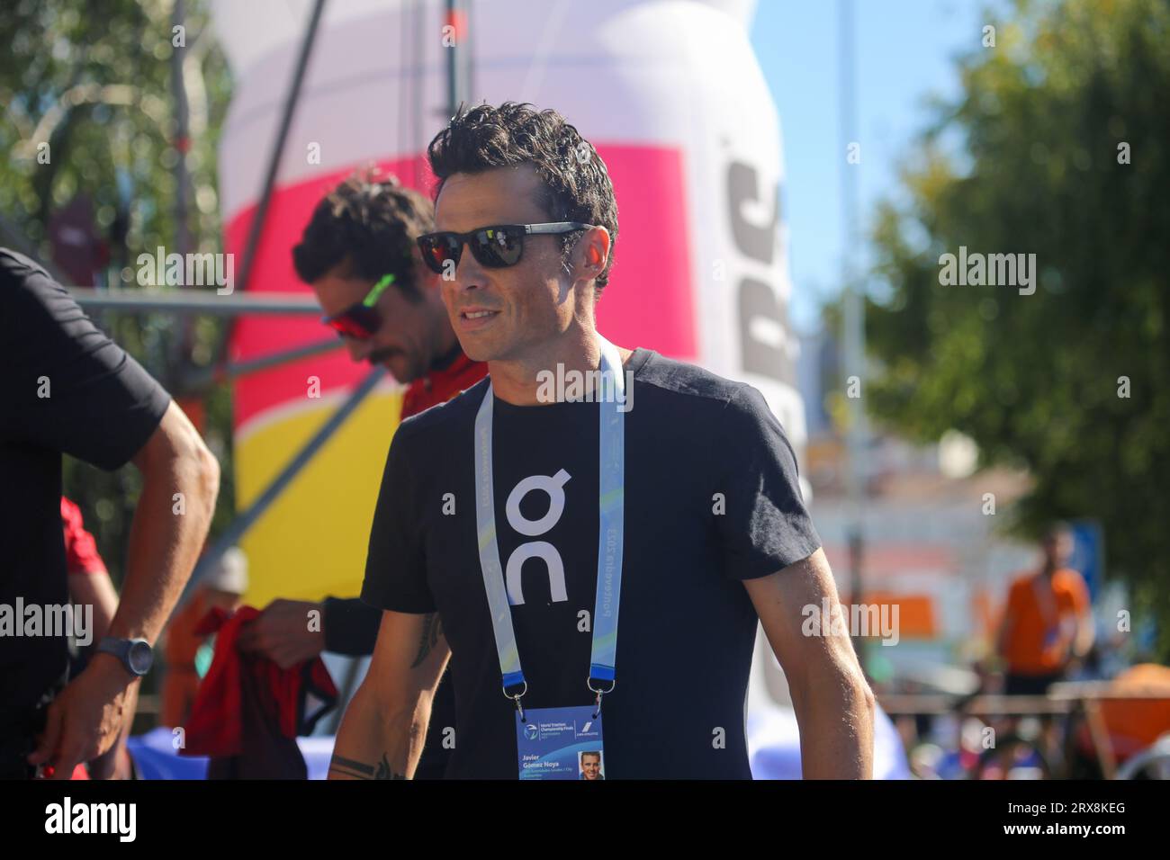 Pontevedra, Spanien, 23. September 2023: Fünfmaliger Weltmeister Javier Gomez Noya während der Elite Männer Triathlon Weltmeisterschaft 2023 am 23. September 2023 in Pontevedra, Spanien. Quelle: Alberto Brevers / Alamy Live News. Stockfoto