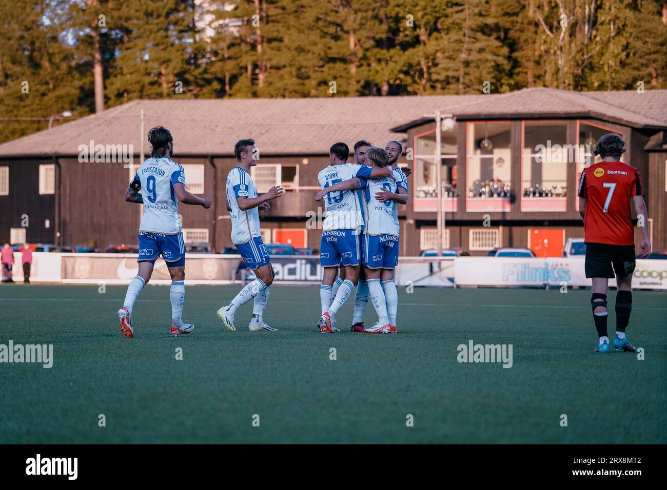 Stockholm, Schweden, 09 23 2023, Allsvenskan, IFK Norrköping feiert ein Tor Credit: Daniel Bengtsson/Alamy Live News Stockfoto