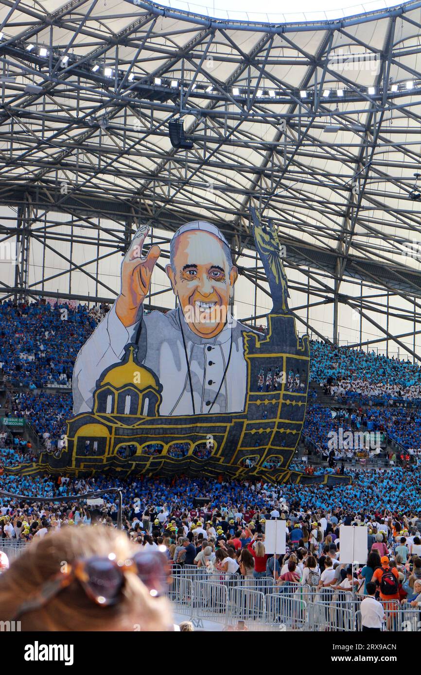 Papst Franziskus in Marseille Stockfoto