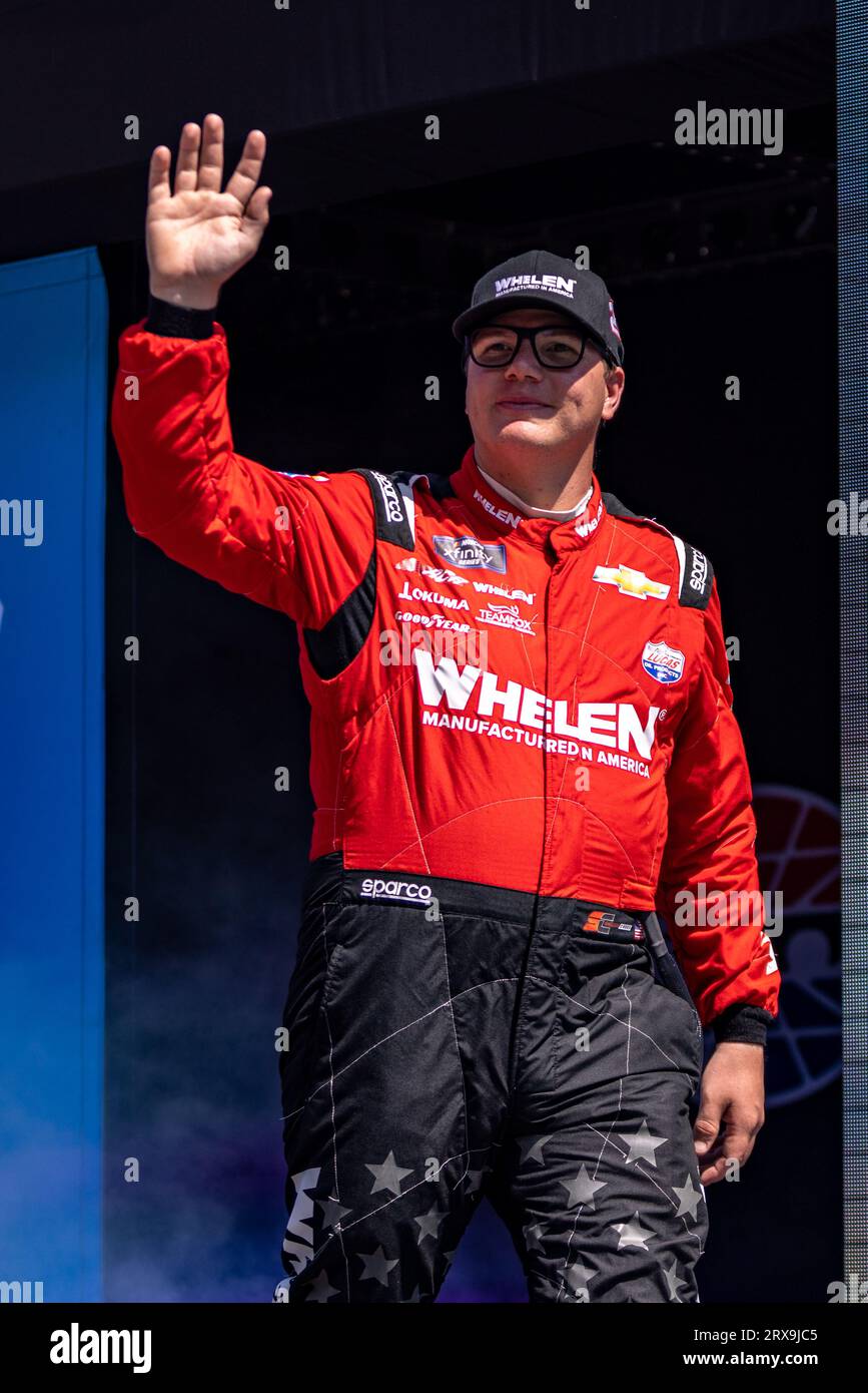 Fort Worth, Texas - 23. September 2023: Sheldon Creed, Fahrer der #2 Whelen Chevrolet, nimmt an der NASCAR Xfinity Series Andy's Frozen Custard 300 auf dem Texas Motor Speedway Teil. Quelle: Nick Paruch/Alamy Live News Stockfoto