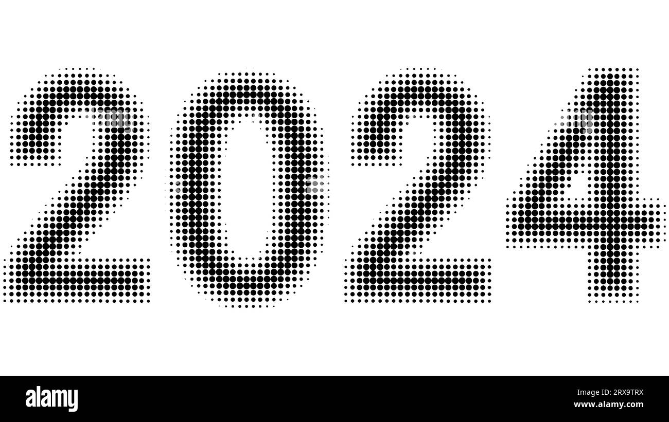 2024 Neujahr Rasterwert Schriftart Effekt, 2024 Rasterwert 24 Stock Vektor