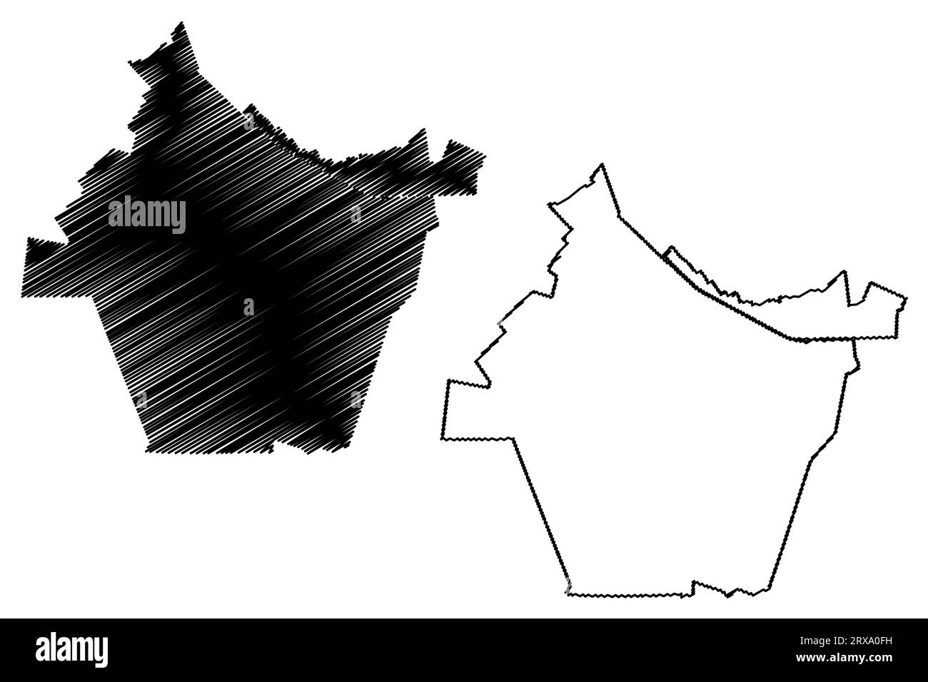 Gemeinde Hilvarenbeek (Königreich der Niederlande, Holland, Nordbrabant oder Provinz Noord-Brabant) Kartenvektordarstellung, skizzierte Karte Stock Vektor