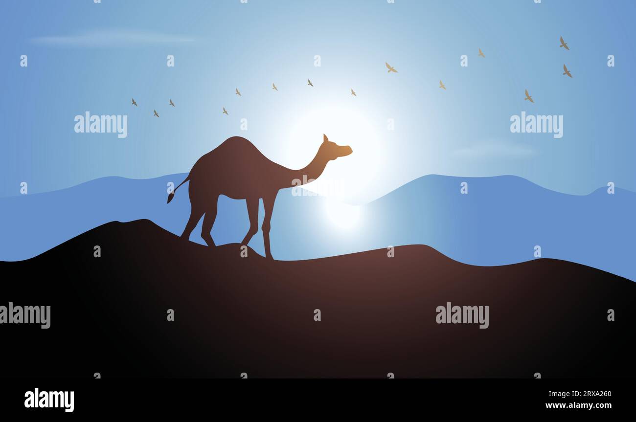 Silhouette mit Kamelmuster und Tiermotiv. Handgezeichnete Vektorillustration im Minimalismus-Stil Stock Vektor