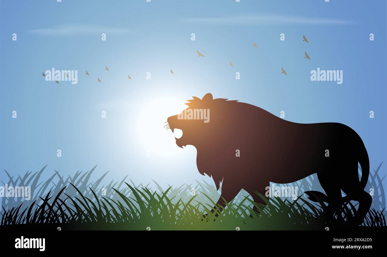Lion Animal Design-Silhouette. Handgezeichnete Vektorillustration im Minimalismus-Stil Stock Vektor