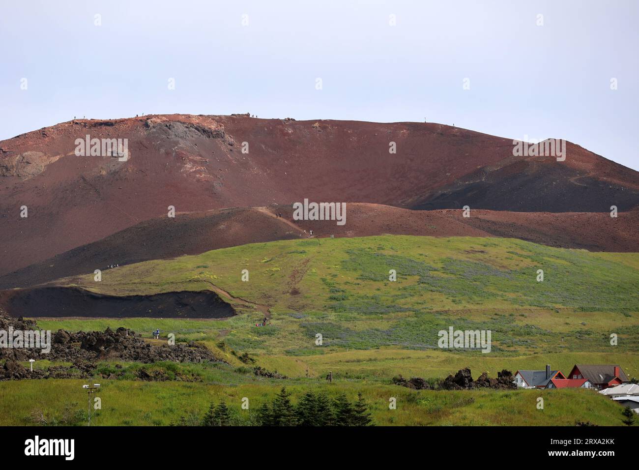 Blick auf den Vulkan Eldfell auf der Insel Heimaey-Vestmannaeyjar-Westman Island Stockfoto