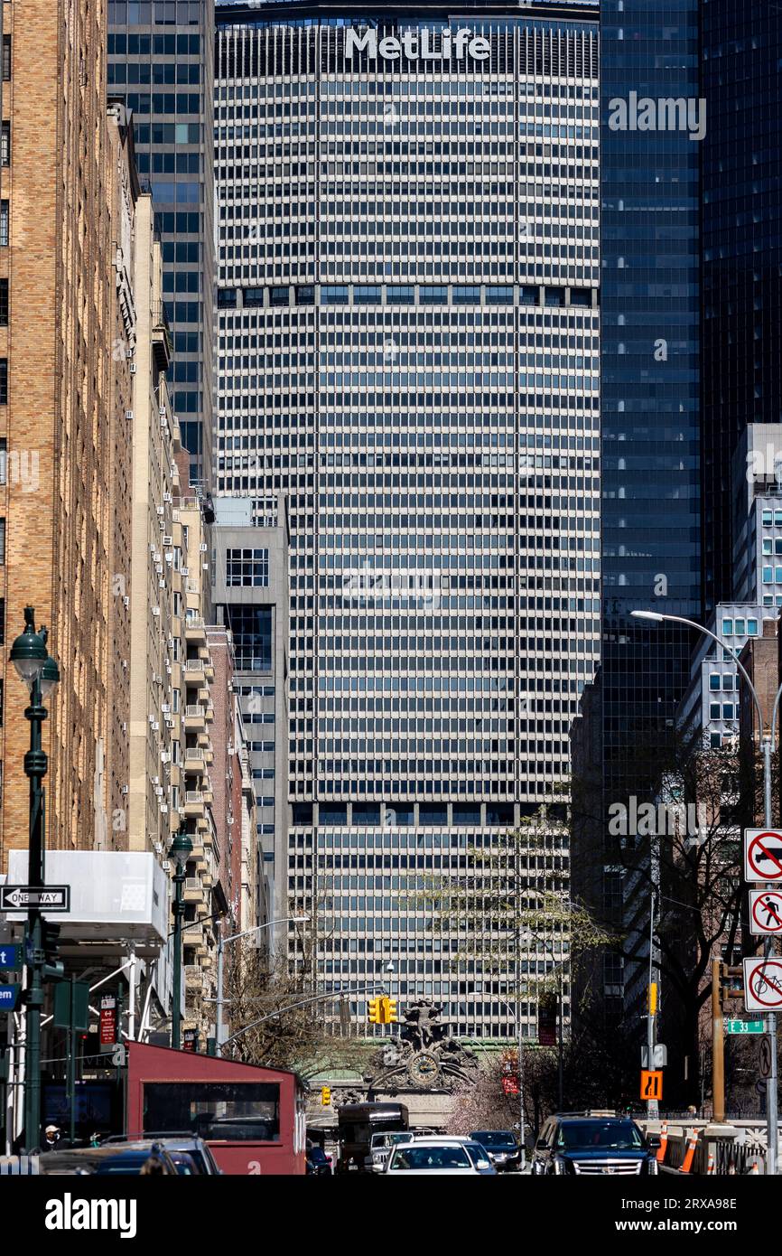 USA, New York, New York City, Midtown Manhattan, Blick auf das MetLife Building von der Park Avenue Stockfoto