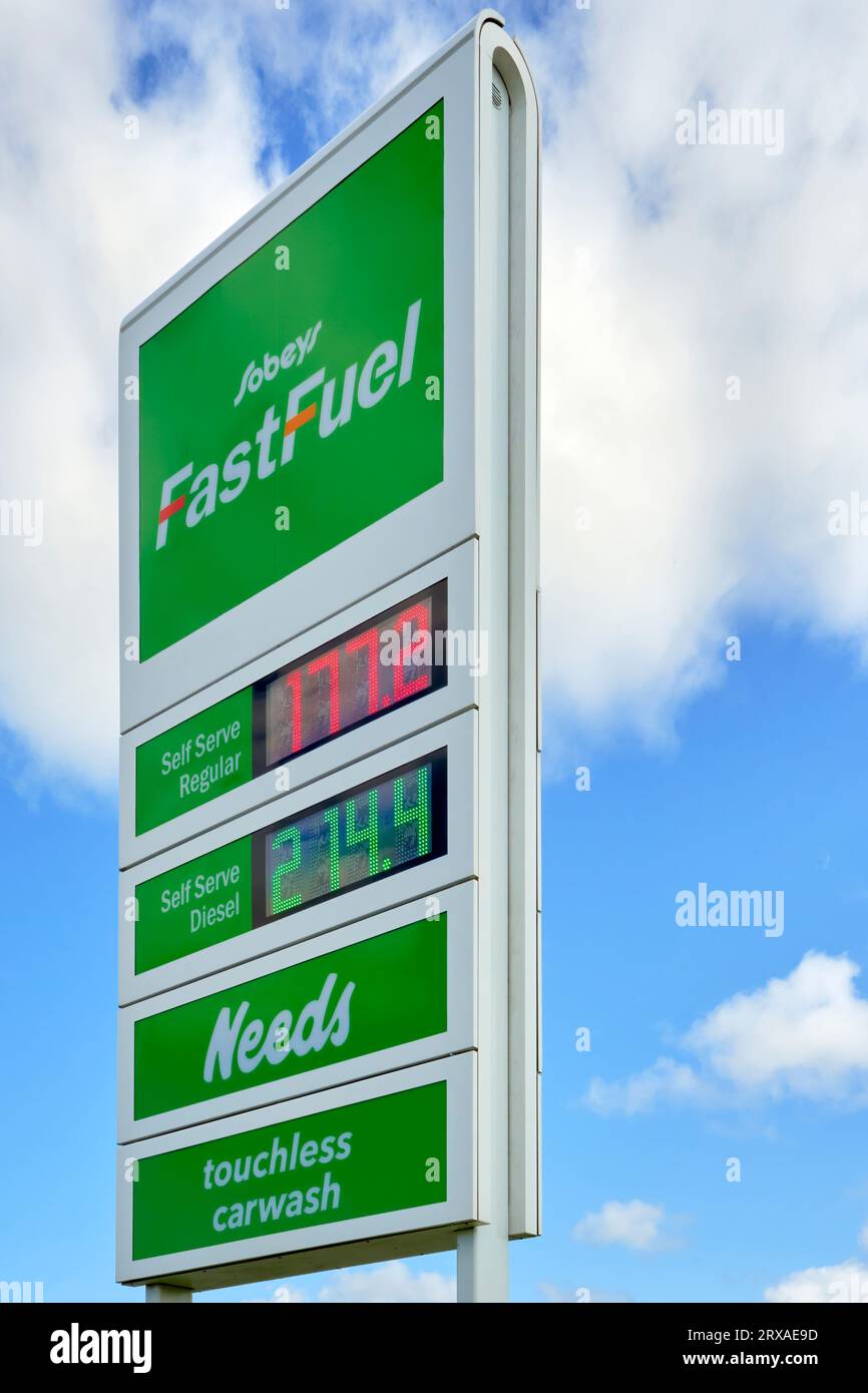 Sobeys ist die zweitgrößte Supermarktkette in Kanada. Im Jahr 2011 gingen sie mit ihrer Marke Fast Fuel in den Tankstellenmarkt ein. Stockfoto