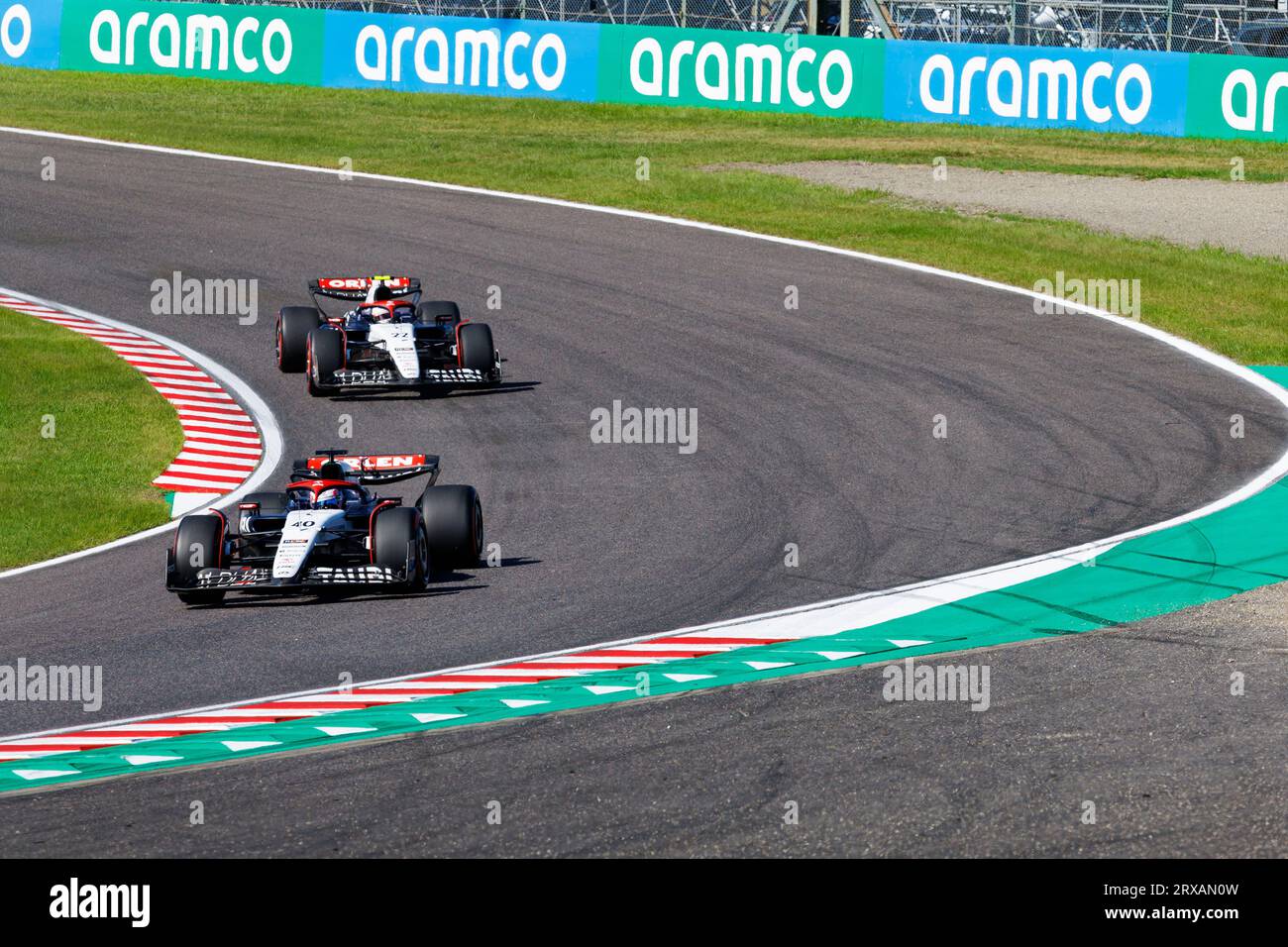 24. September 2023; Suzuka Circuit, Suzuka, Japan; Formel 1 Lenovo Grand Prix 2023; Race Day; Nummer 40 Scuderia AlphaTauri Fahrer Liam Lawson während des Rennens bei der japanischen Formel 1 Stockfoto