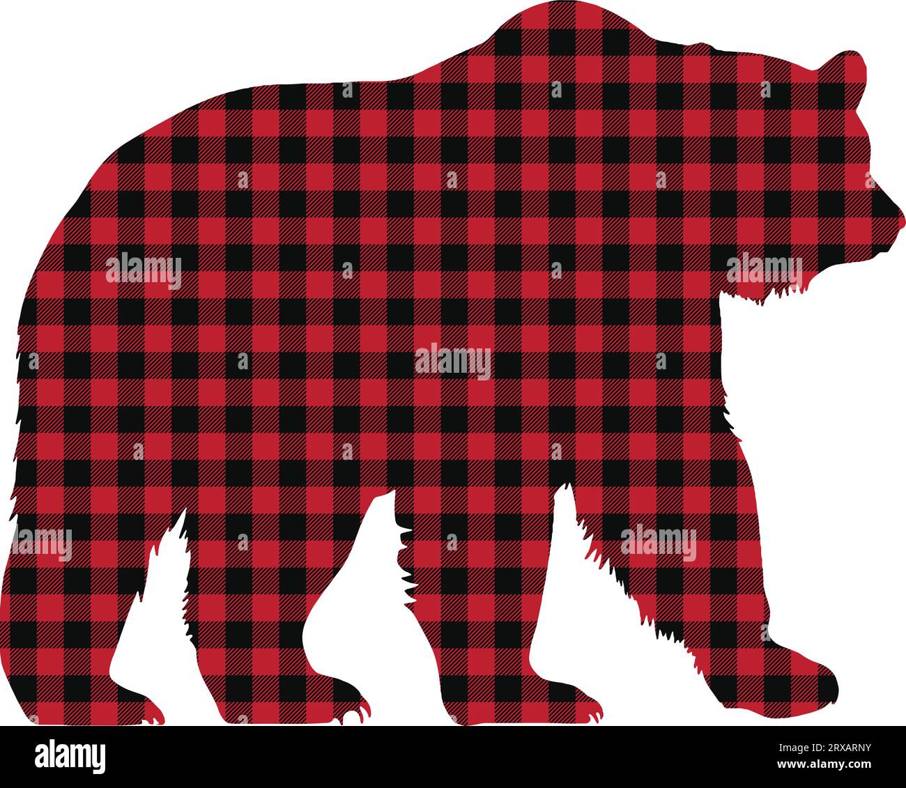 Bär Buffalo Plaid Vektor Illustration. Stock Vektor