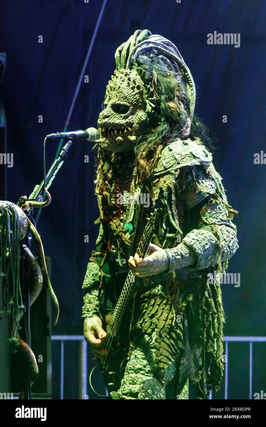 Lordi Open Air im Ehrenhof, Kunstpalast Düsseldorf, Konzert zur Ausstellung Tod und Teufel – Faszination des Horrors Stockfoto