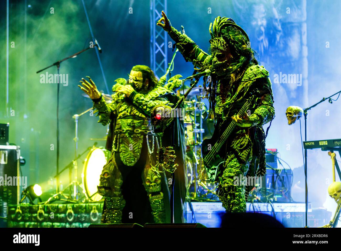 Lordi Open Air im Ehrenhof, Kunstpalast Düsseldorf, Konzert zur Ausstellung Tod und Teufel – Faszination des Horrors Stockfoto