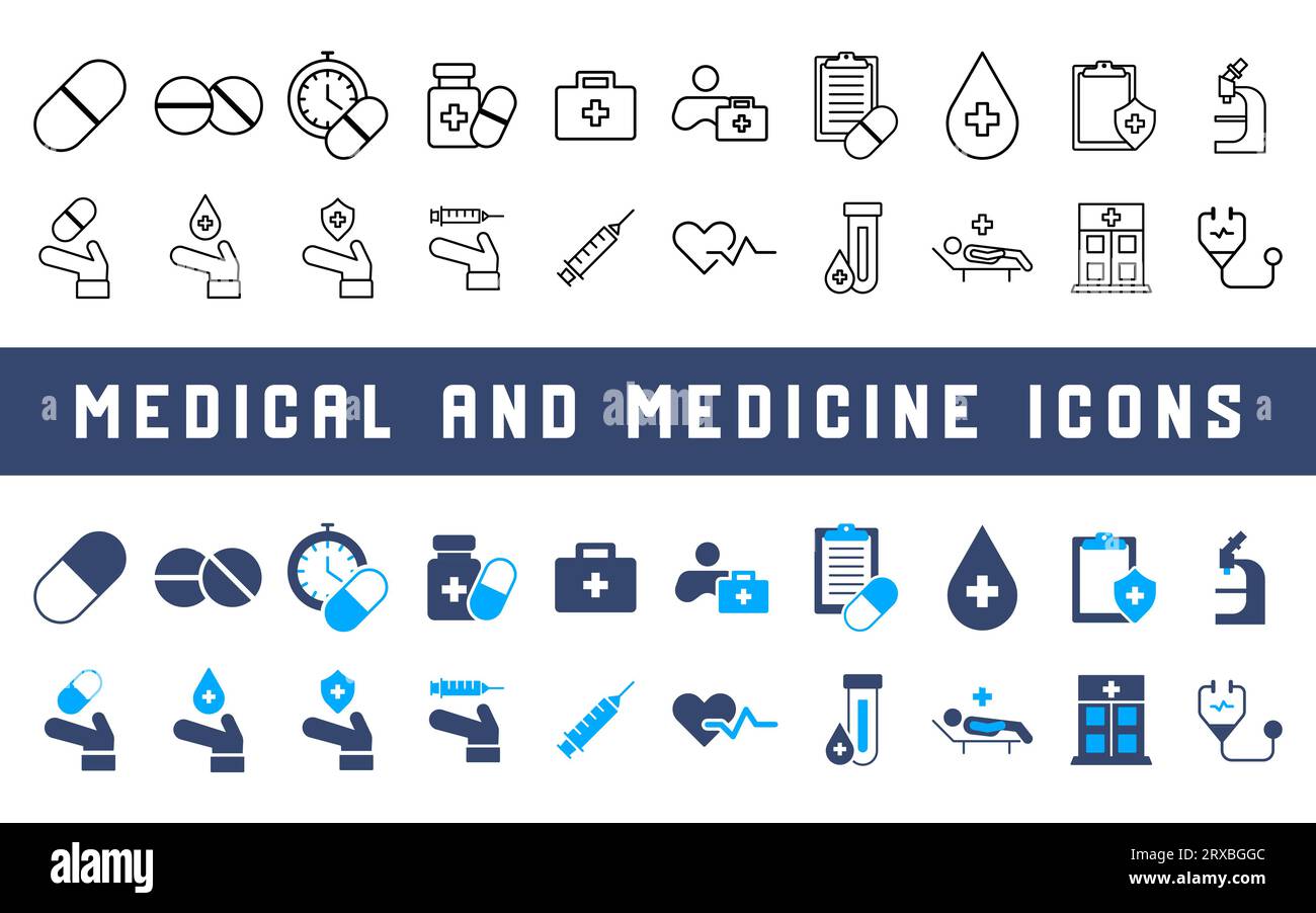 Medical, Medicine and Health Icon Set. Stock Vektor