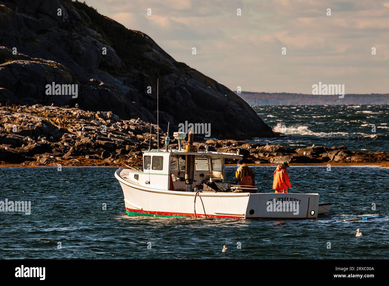 Hummer Boote im Hafen Monhegan Island, Maine, USA Stockfoto