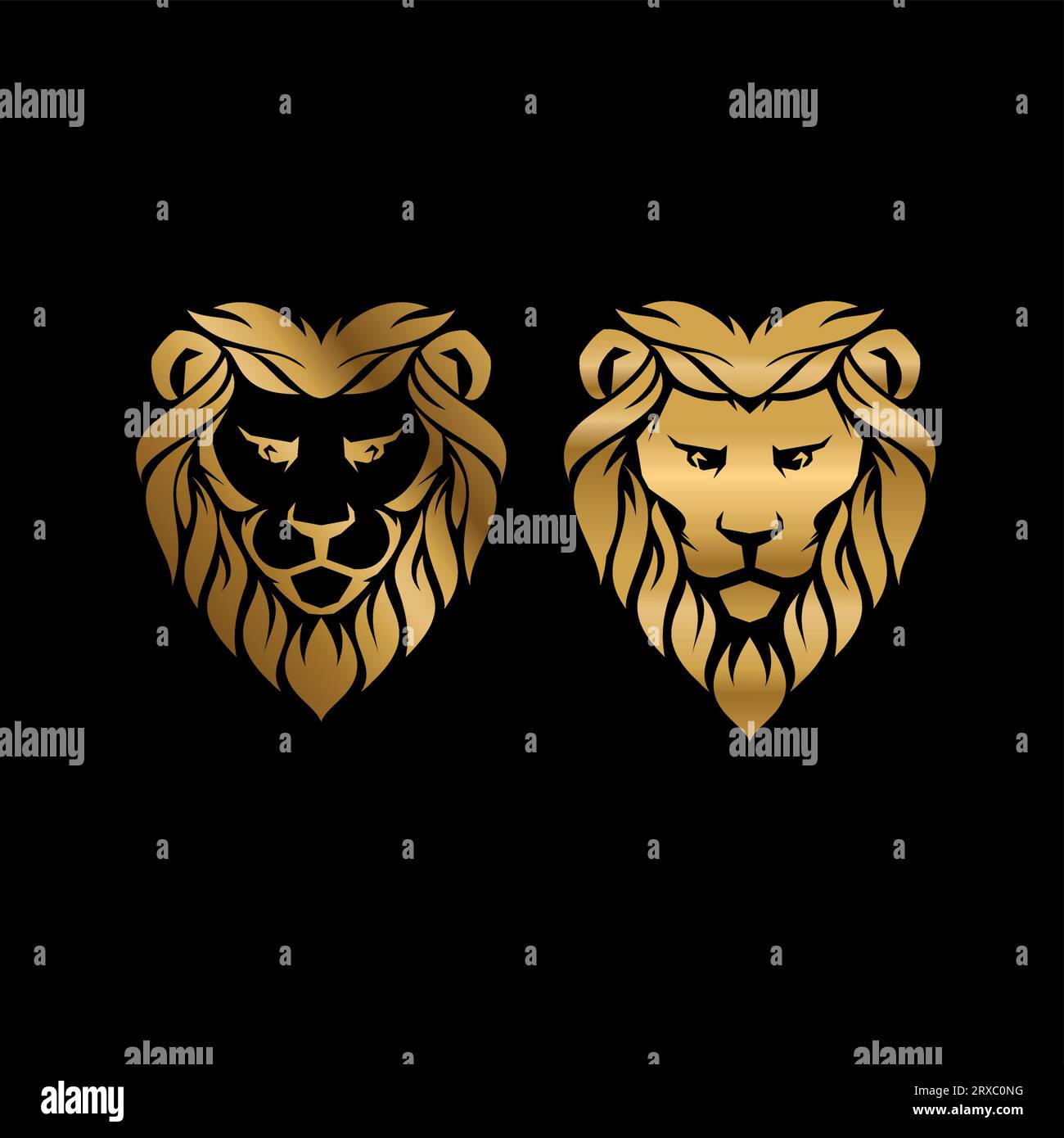 Abbildung: Goldener Löwenkopf. Lion Luxury-Logo-Design Stock Vektor