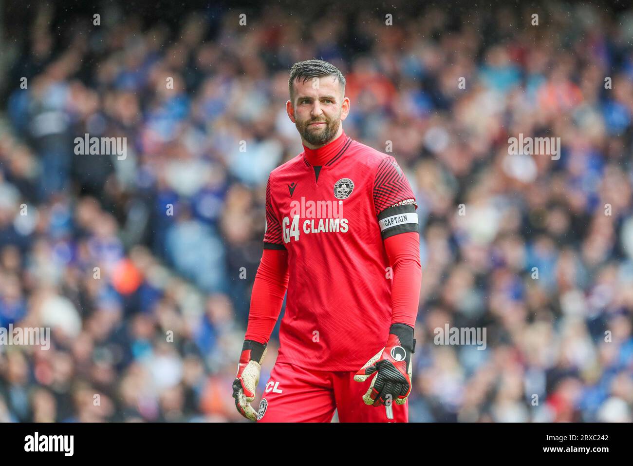 Glasgow, Großbritannien. September 2023. Die Rangers spielten Motherwell im Ibrox-Stadion in Glasgow, Sscotland, Großbritannien, bei einem Fußballspiel der schottischen Premiership. PreMatch, Motherwell liegen in der Liga über den Rangers, mit nur einem Punkt Unterschied. Quelle: Findlay/Alamy Live News Stockfoto