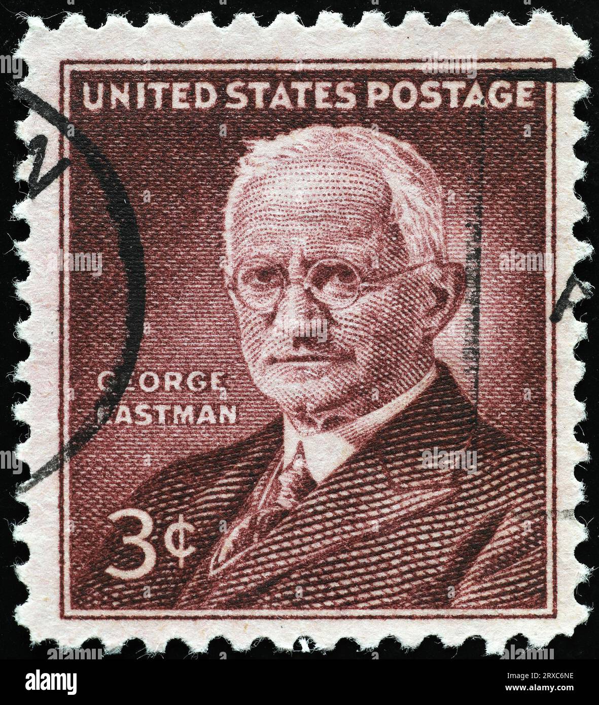 George Eastman auf amerikanischer Vintage-Marke Stockfoto