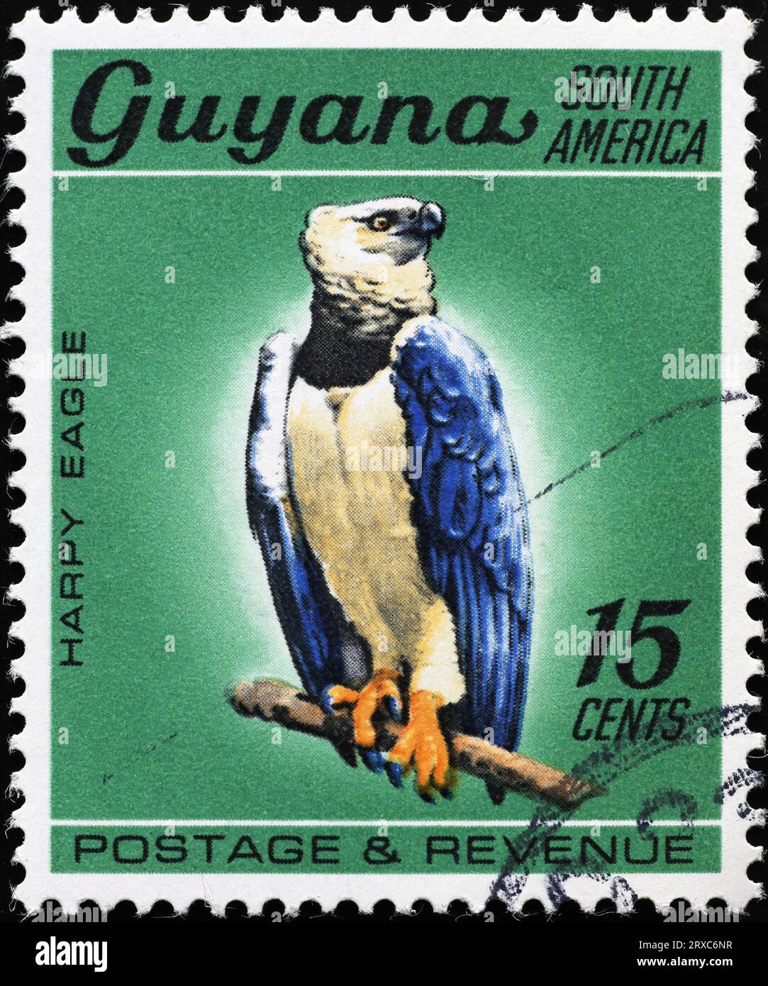 Harpyie-Adler auf der Briefmarke von Guyana Stockfoto