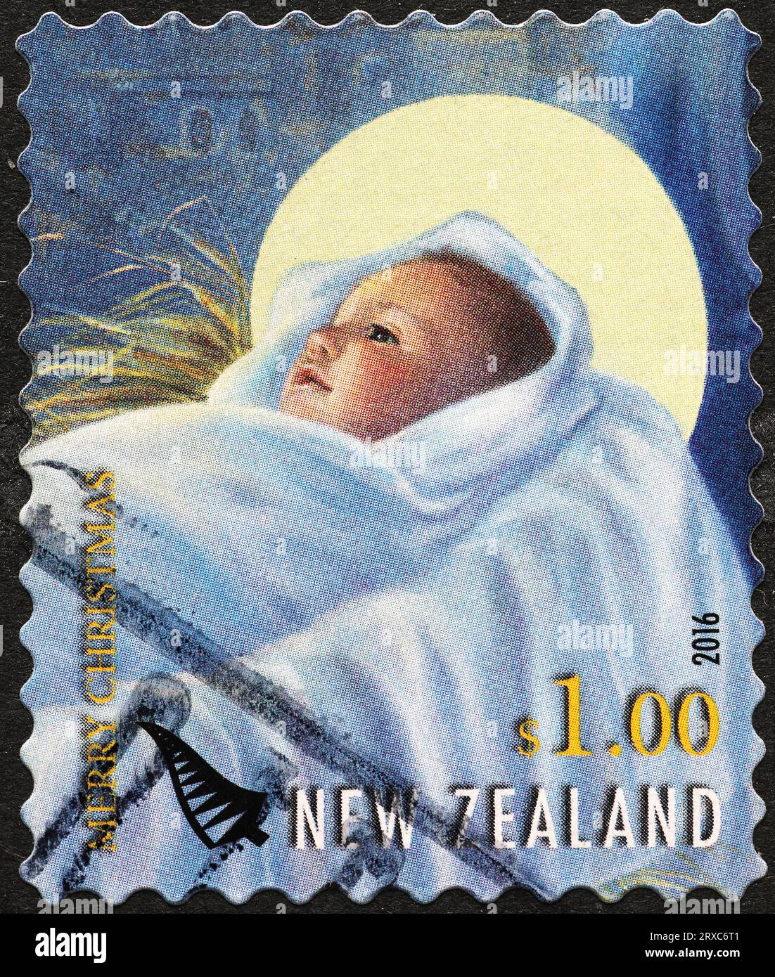 Jesus Baby auf Neuseeland Stempel Stockfoto