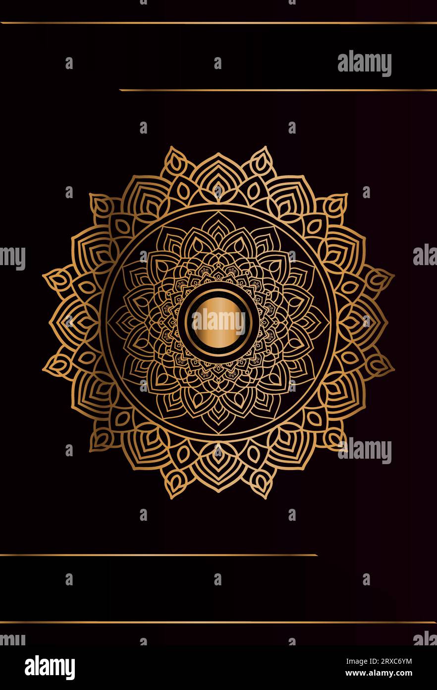 Vector goldene Farbe Mandal Tapete Design Stock Vektor