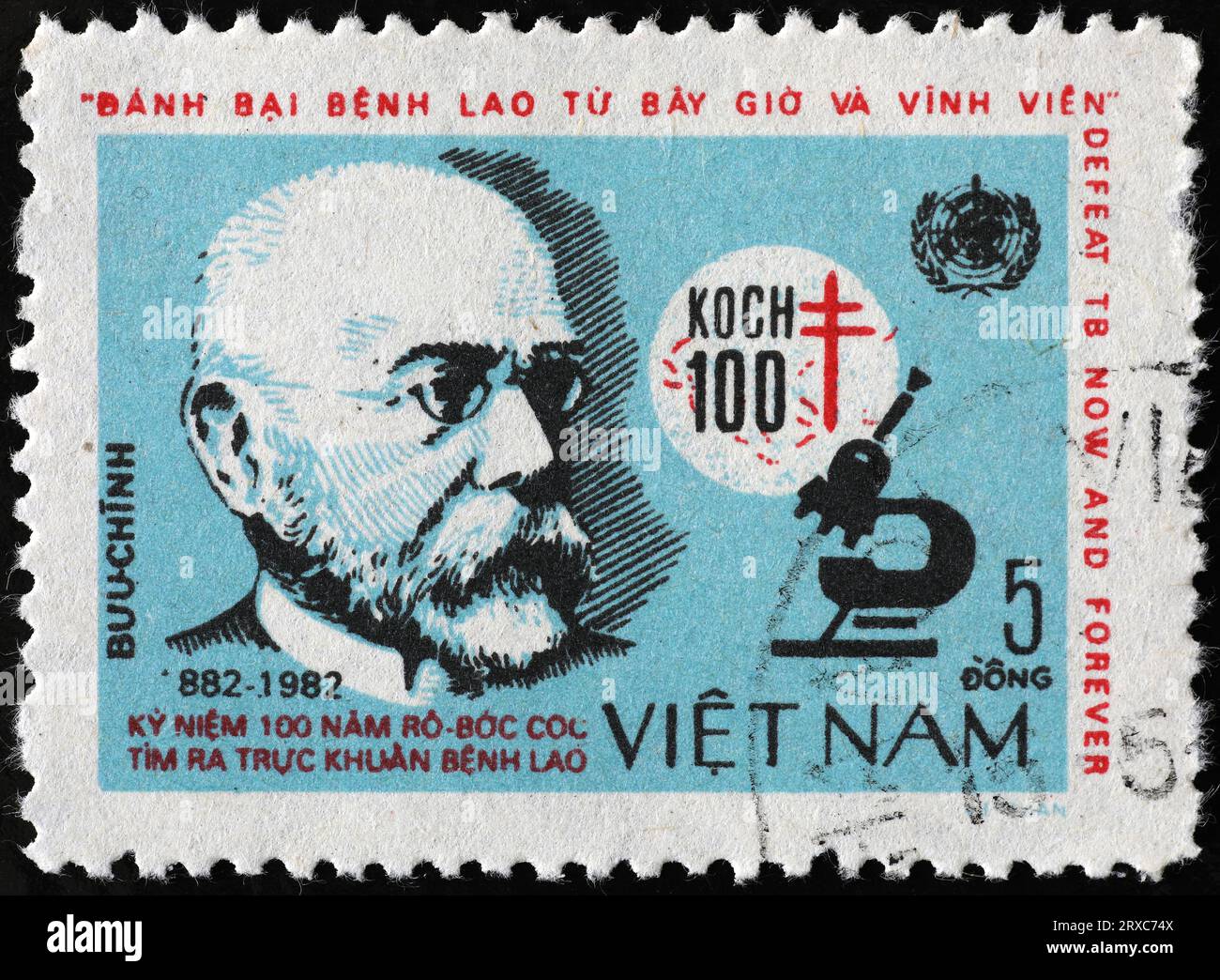 Porträt von Dr. Robert Koch auf vietnamesischer Marke Stockfoto