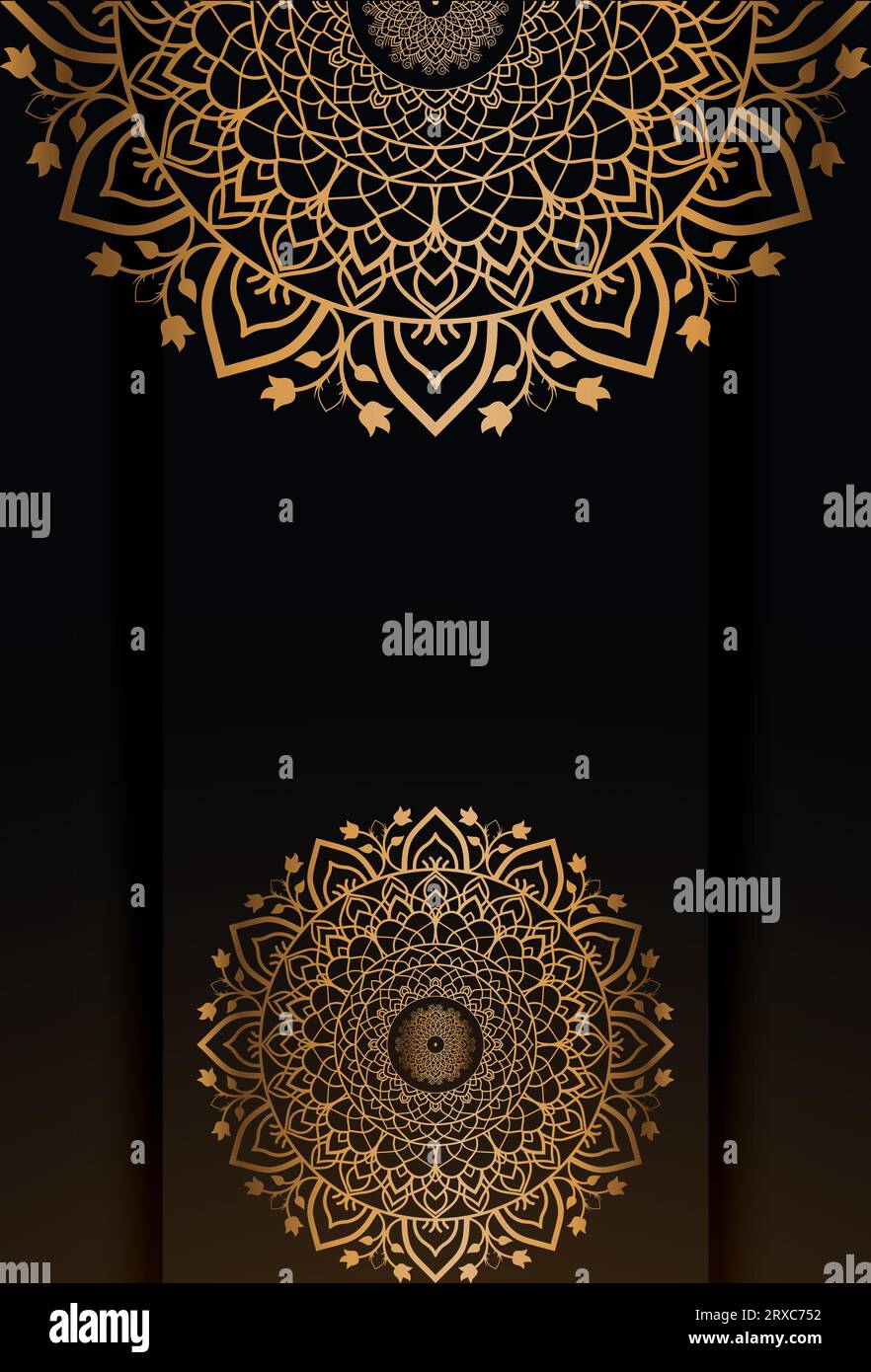 Vector goldene Farbe Mandal Tapete Design Stock Vektor