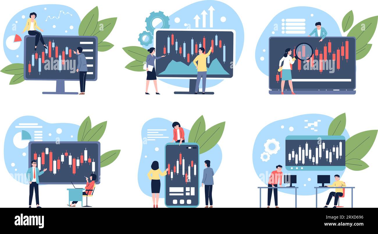 Börsendiagramme. Kerzen-Indizes, Kerzen-Handelsdiagramm. Forex-Index, Traders atalysis Investment. Finanzgrafik aktuelle Vektorszenen Stock Vektor